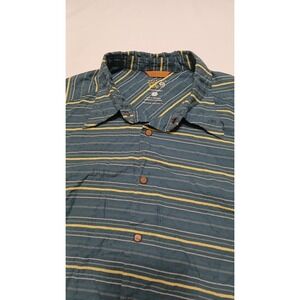 Mountain Hardware Short Sleeve Cotton Seersucker Pearl Snap Stripes Shirt Medium